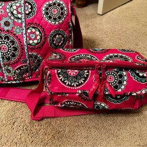 Vera Bradley Pink Quilted boo, laptop Bag Set with lunch bag Medallion Pattern